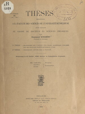 cover image of Recherches sur l'action d'un champ magnétique uniforme sur des cellules photoélectriques à vide